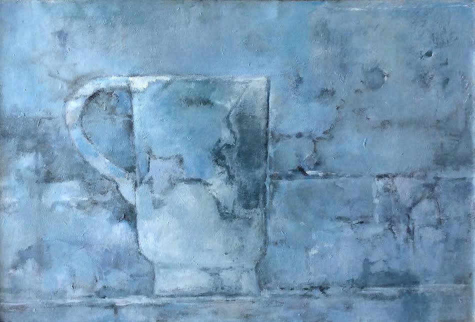 Jan Miechels - blauwe kan - acryl op paneel